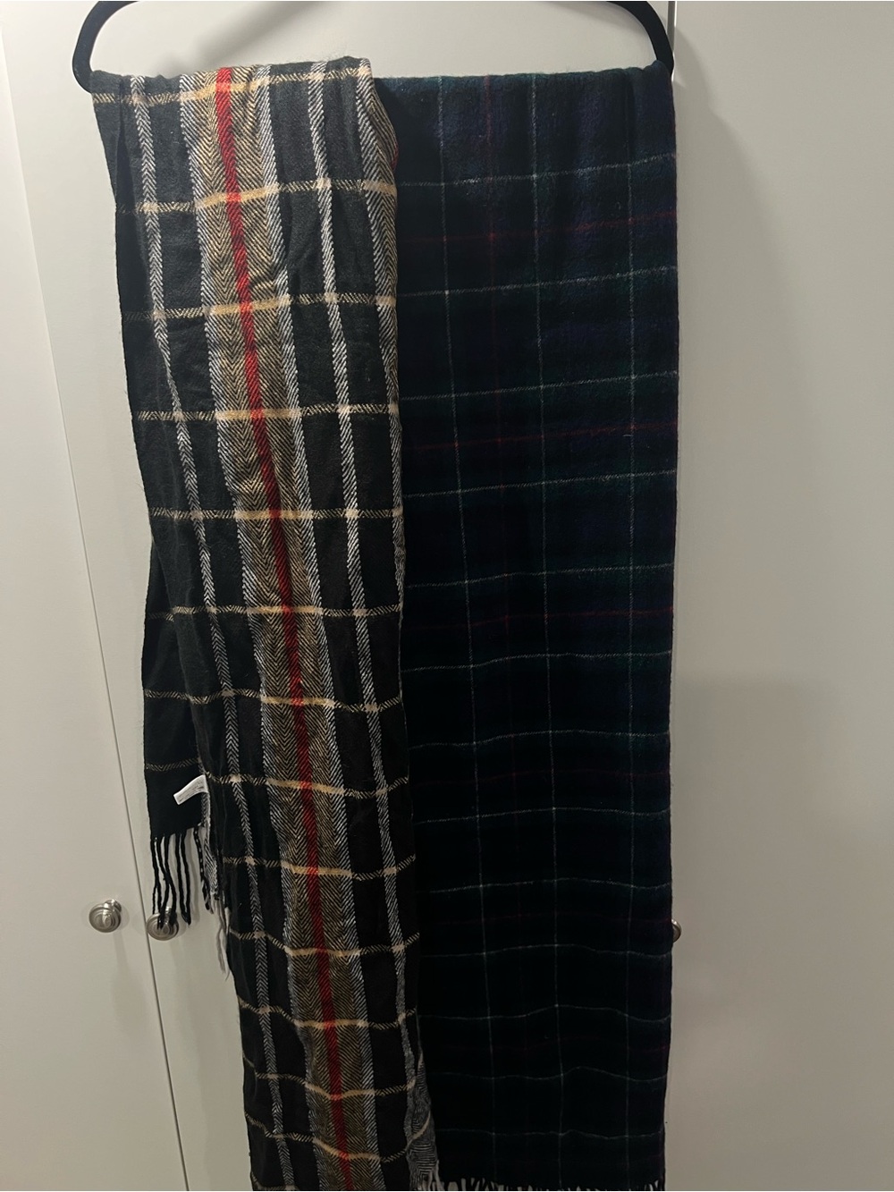 Nomos Black & Cream Herringbone Fringe Scarves